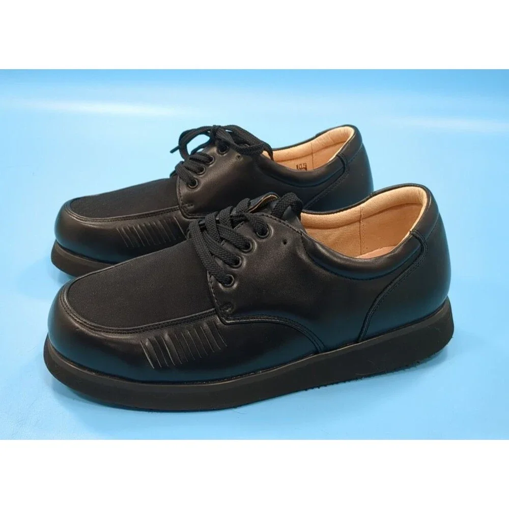 Mt. Emey Men’s Black Leather Lace Up Comfort Walking Shoes Size 10 1/2 4E